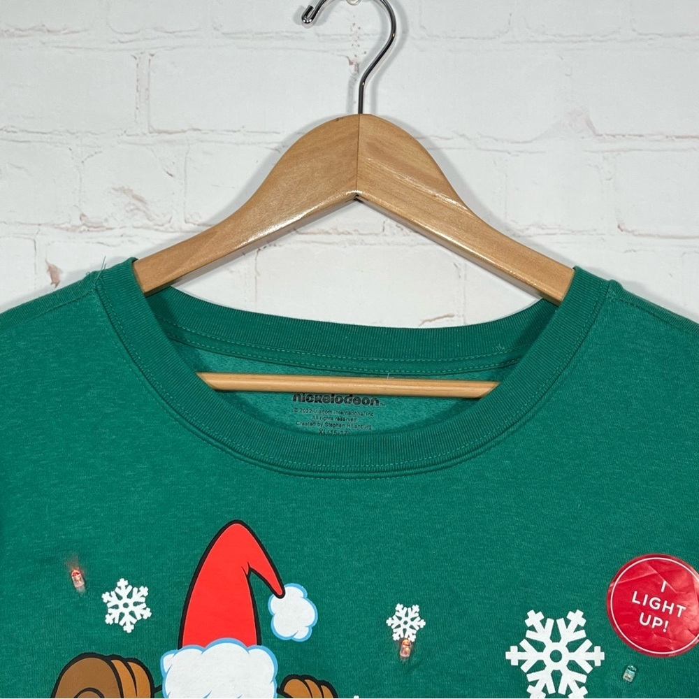 Nickelodeon SpongeBob Christmas Light Up Sweatshirt Womens Size XL Green - Picture 3 of 9